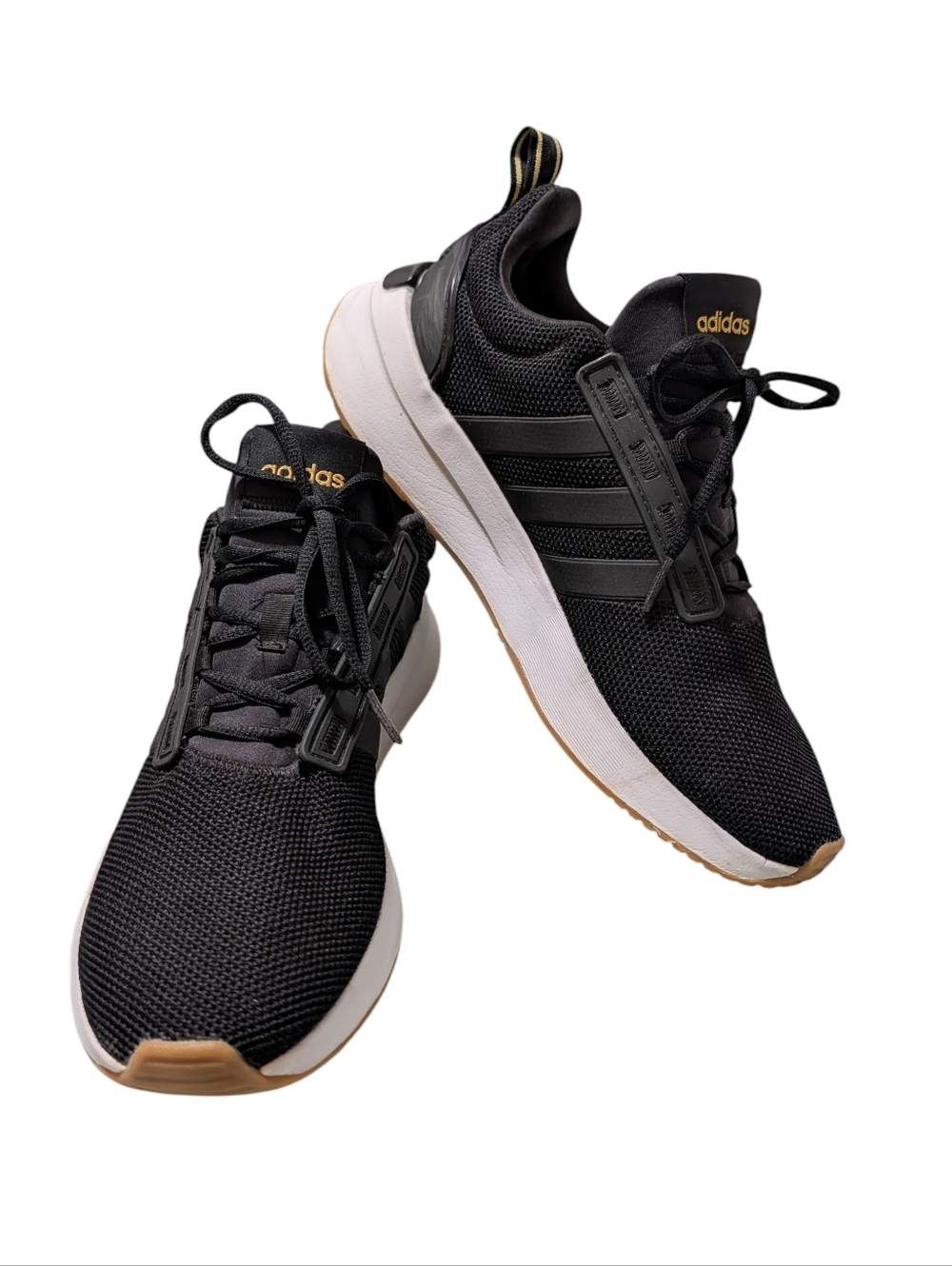 Adidas Black Knit Sneakers White Midsole Men's 10 Athletic